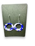 Polymer Clay Earrings/ Affordable Gifts -blue and white hoops