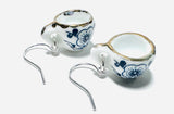 Cuppa Tea Earrings/ Tiny Porcelain Teacup Earrings - Janine Design