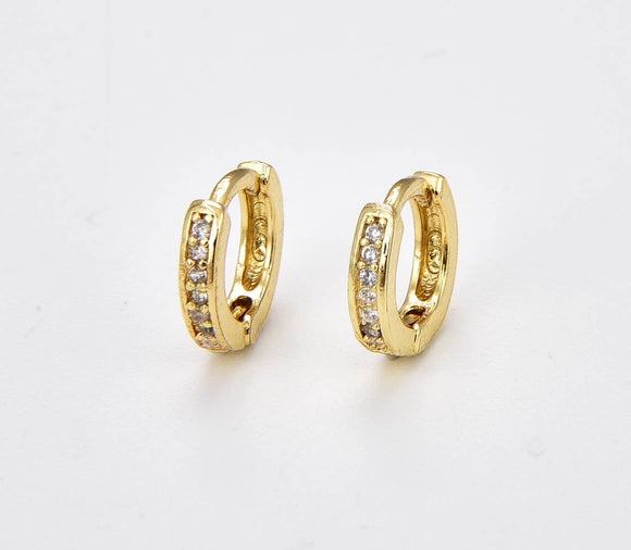 Dainty Huggie Hoop CZ Earrings* - Janine Design