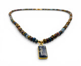kyanite bohemian beaded necklace close up of kyanite pendant