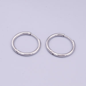 White Gold Filled -Silver Minimalist Huggie Endless Hoop Earrings - Janine Design