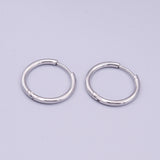 White Gold Filled -Silver Minimalist Huggie Endless Hoop Earrings - Janine Design