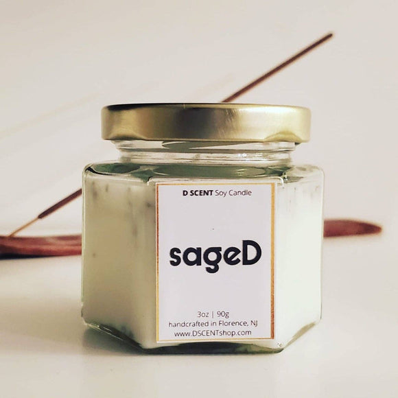 SageD Soy Candle | Small Hex Jar - Janine Design