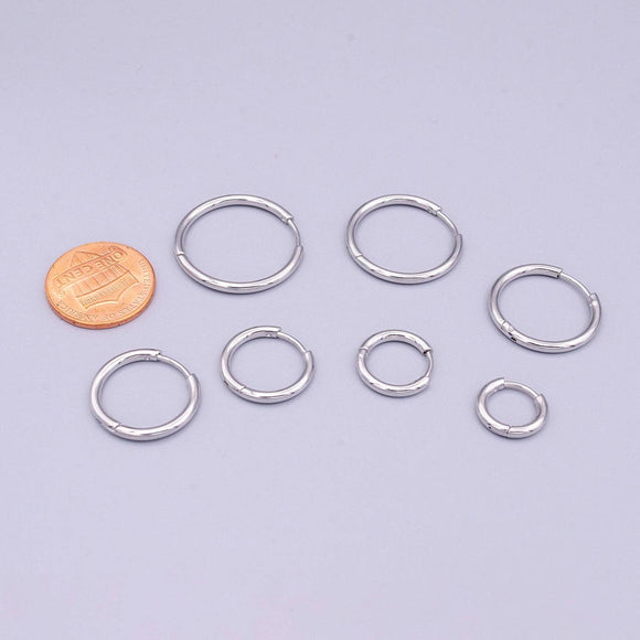 White Gold Filled -Silver Minimalist Huggie Endless Hoop Earrings