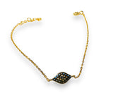 Evil Eye Chain Bracelets crystals shaped into an eye shape attached to chain.