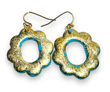 Polymer Clay Earrings/ Affordable Gifts - floral hoop with gold foil