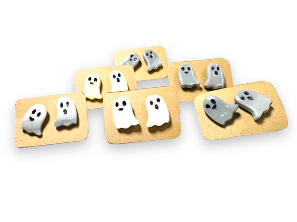 Ghost Earrings/ Clay Earrings, Halloween Earrings