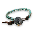 Woven “Goddess” Bracelets/ Leather Bracelets/ Button Bracelets