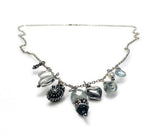 Gemstone Charm Necklace/Silver Charm Necklace/March Birthstone - Janine Design