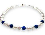 Lapis Lazuli and Frewshater Pearl Necklace - Janine Design
