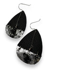 Leather Teardrop Earrings, Brown and Black leather Earrings, Feather Earrings - Janine Design