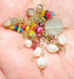 Tiny Gemstone Connectors-Gold Filled Gemstone Connector- Permanent Jewelry Connector- Wire Wrapped Connector - Janine Design