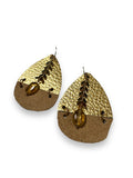 Leather Teardrop Earrings, Brown and Black leather Earrings, Feather Earrings - Janine Design