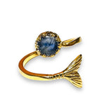 Mermaid Ring, Gemstone Ring, Sterling or Brass Ring, Mermaid Rings