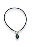Blue Beaded Anklet/Hematite Anklet-XL anklet - Janine Design