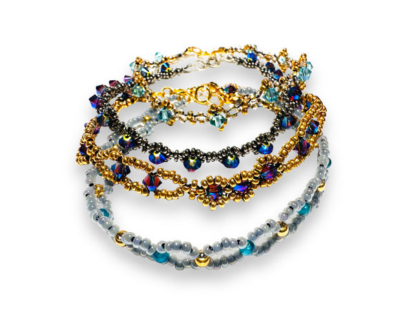 Tiny Woven Crystal Bracelet/7.5” bracelet