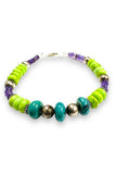 Beaded Amethyst, Turquoise and Agate Bracelet - Janine Design
