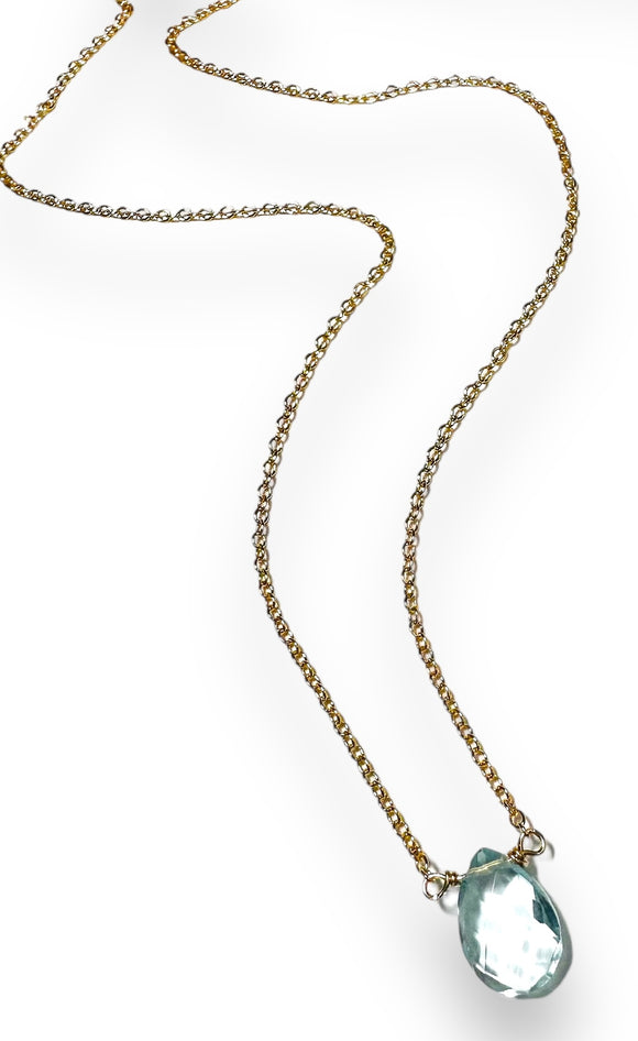 Aquamarine Gemstone Necklace, Layering Necklace-Uni-T
