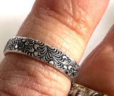 Scroll Pattern Ring, Stacking Ring, Textured Stacking Ring