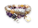 Gemstone Stretch Bracelet-Labradorite, agate, Calcite, Chalcedony Gemstone Stretch Bracelet