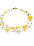Real Gemstone Floating Galaxy Necklace- Yellow