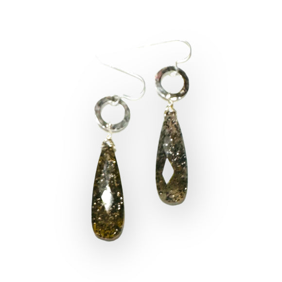 Sunstone Earrings, Silver Gemstones Earrings - Janine Design