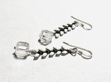 Crystal Square Crystal Drop Chevron Earrings, White and Clear Earrings - Janine Design
