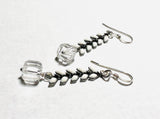 Crystal Square Crystal Drop Chevron Earrings, White and Clear Earrings