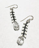 Crystal Square Crystal Drop Chevron Earrings, White and Clear Earrings - Janine Design