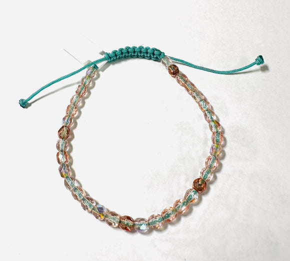 Adjustable Friendship Bracelet/6-8 MM Glass Friendship Bracelet/Faceted Bead Bracelet
