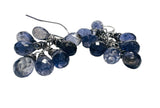 Beaded earrings with blue beads on a white background