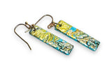 Polymer Clay Earrings/ Affordable Gifts - metallic foil rectangle 