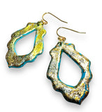 Polymer Clay Earrings/ Affordable Gifts -metallic open hoop marquise