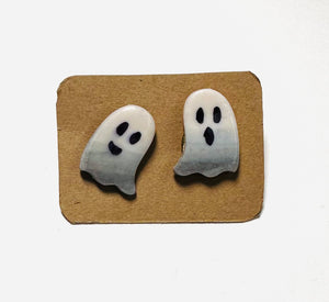Ghost Earrings/ Clay Earrings, Halloween Earrings