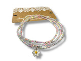 Charm Bracelet - set pastel bracelet set with flower charm
