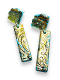 Polymer Clay Earrings/ Affordable Gifts - pattern rectangle drop studs