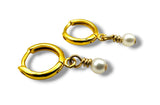 pearl Hoops, Gold Filled Earrings - Janine Design
