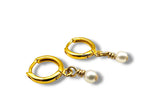 pearl Hoops, Gold Filled Earrings - Janine Design