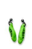 Polymer Clay Earrings/ Affordable Gifts -peas in a pod clay shape in greens