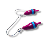 Tiny Lobster Buoy Earrings/ Nautical Earrings -pink and Blue Buoy Janine Design