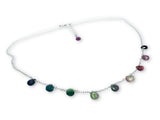 Tourmaline Multicolor Teardrop Charm Necklace
