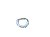 Beaded ring with pearls and silver beads on a white background