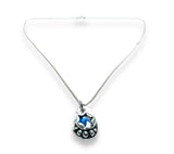 Sapphire Sterling Necklace, September Birthstone Necklace - on white background