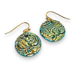 Polymer Clay Earrings/ swirl pattern green disks