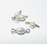 Tiny Gemstone Connectors-Gold Filled Gemstone Connector- Permanent Jewelry Connector- Wire Wrapped Connector - white pearl oval connector