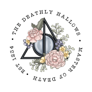 The Deathly Hallow- H. potter- Floral Clear Vinyl , Sticker, 3x3 inch - Janine Design