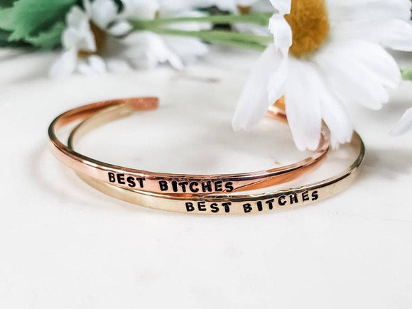 BEST B*TCHES Skinny Adjustable Cuff Bracelet - Janine Design