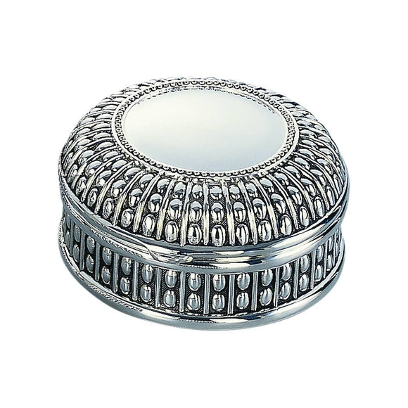 Jewelry Box, Silver Box, Beaded Antique Round Box,  4.5