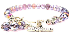 It Is What It Is -saying- lilac multicolor Crystal Bracelet - Janine Design