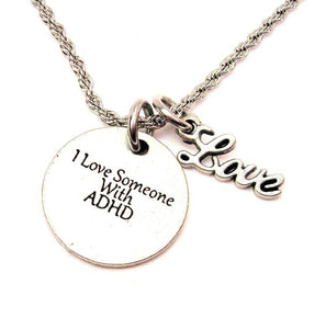 I Love Someone With ADHD 20" Rope Necklace With Love Accent - Janine Design